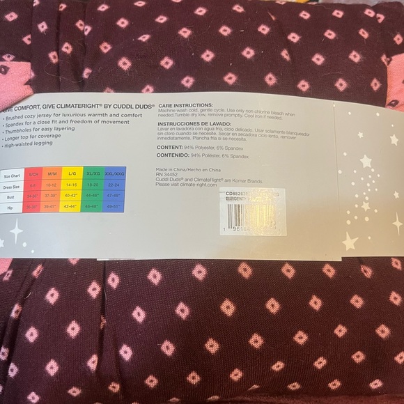 Cuddl Duds Pink and Purple Crew Neck and Legging Set - Picture 2 of 5